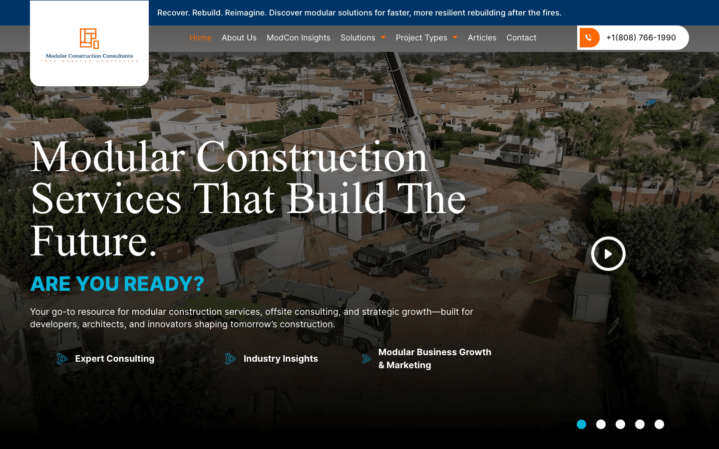 Modular Construction Consultants live homepage